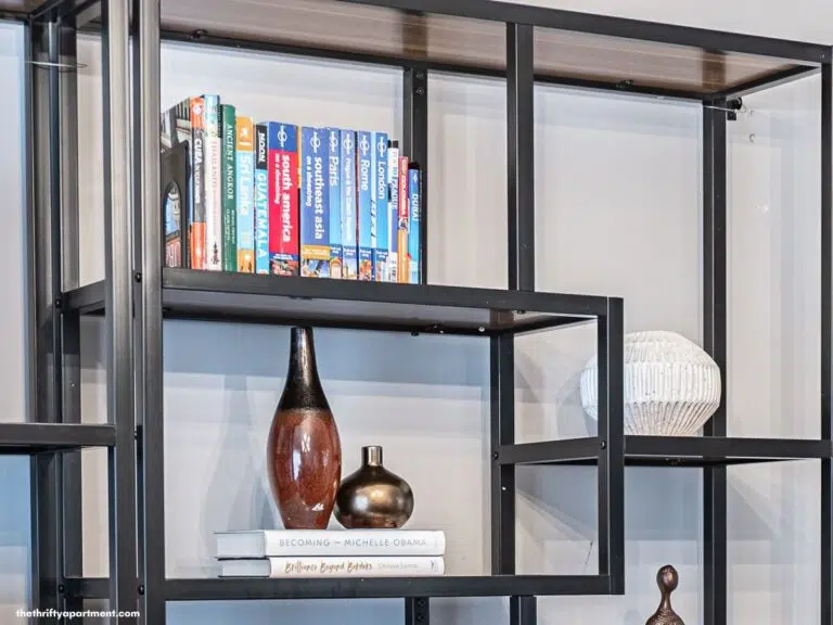 bookshelf with travel books