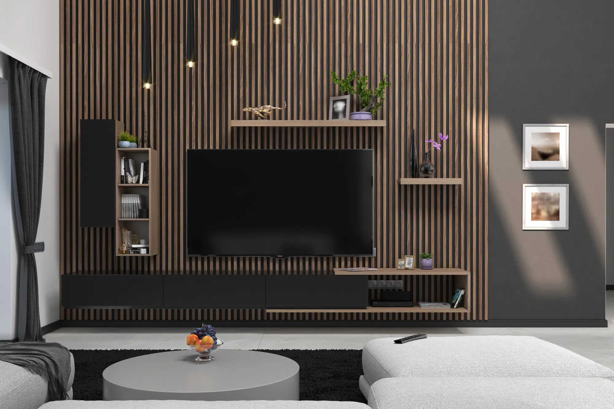 Interior styling with purity of the lines, neutral colours and finishes with natural materials
