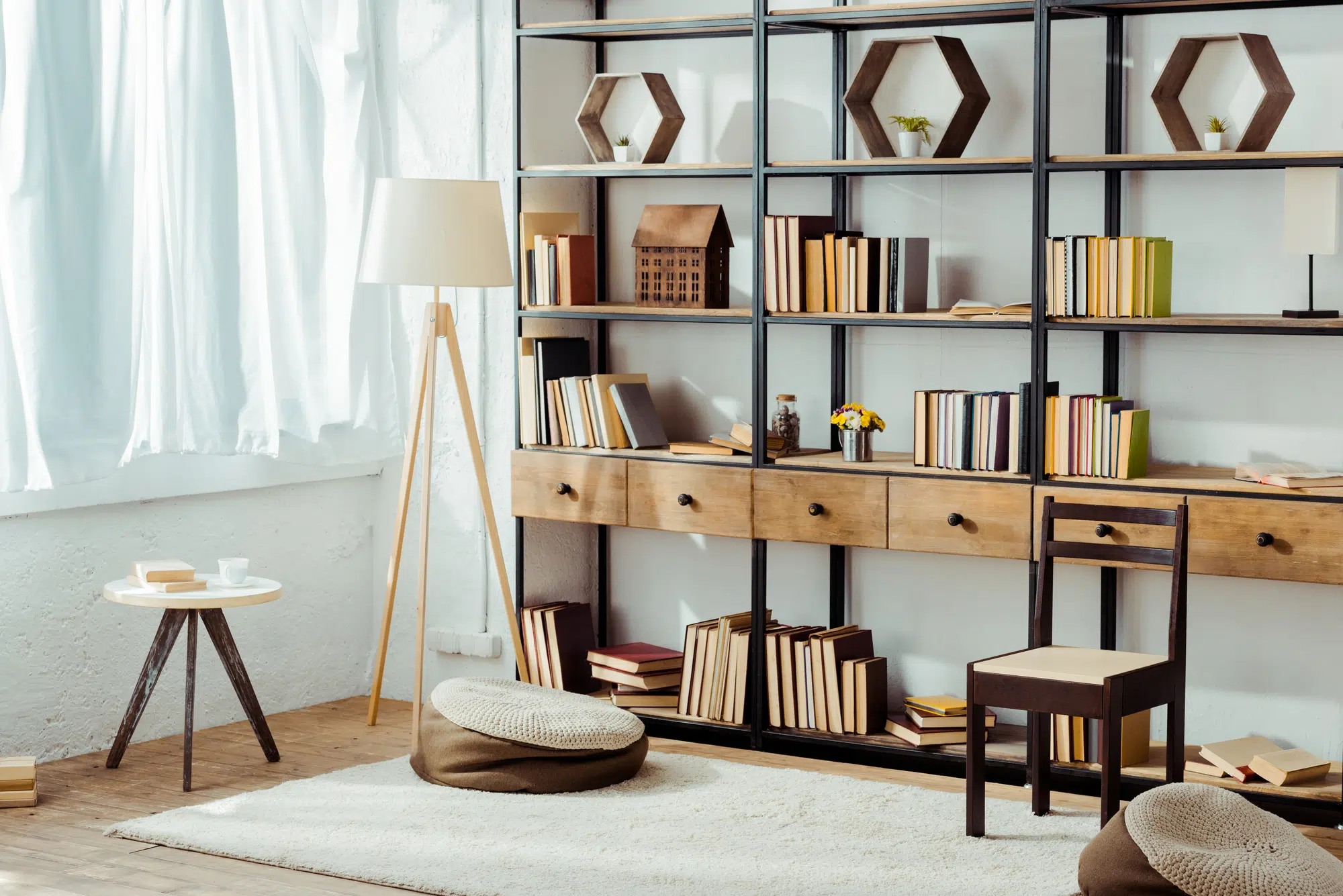 bookshelf in living room