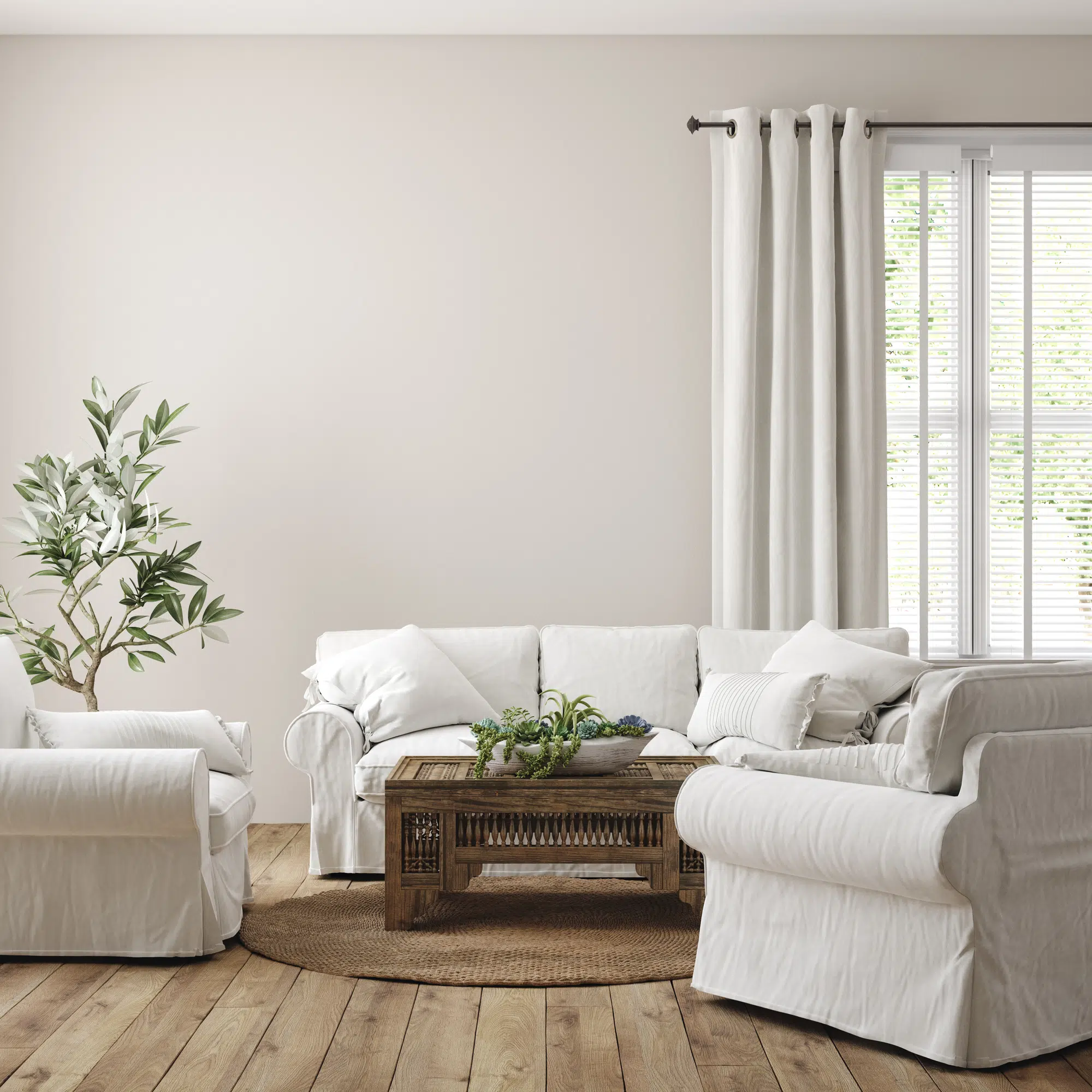 white couch farmhouse theme