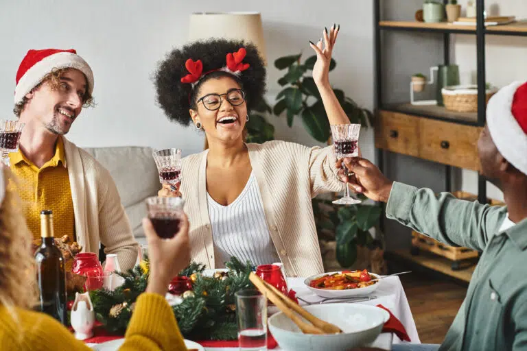 people drinking in living room