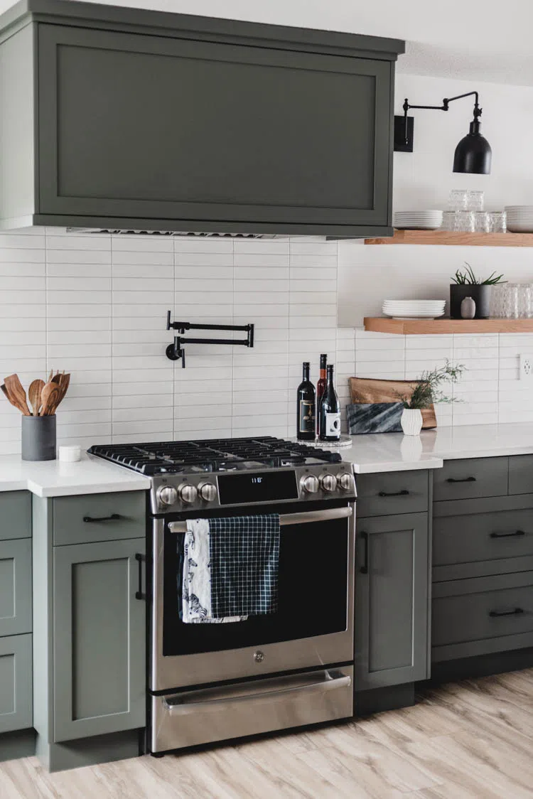 green painted cabinets