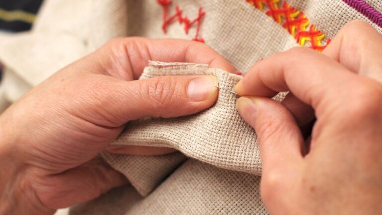 sewing with hand needle and thread
