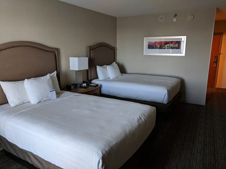 bed in hotel room