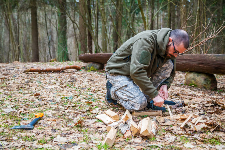 guy starting a fire