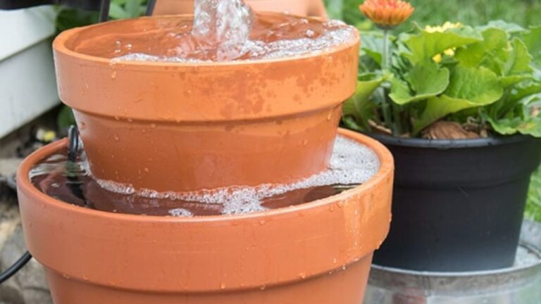 DIY Backyard Fountain from Planters