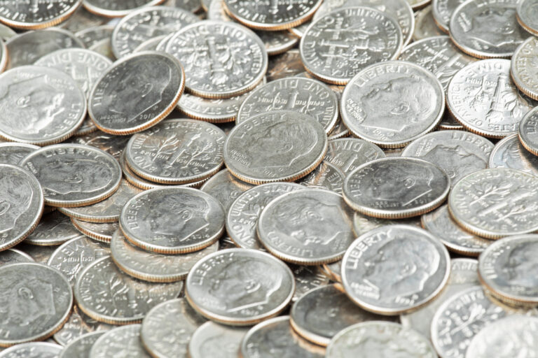 Coins of USA. US dime. Franklin D. Roosevelt
