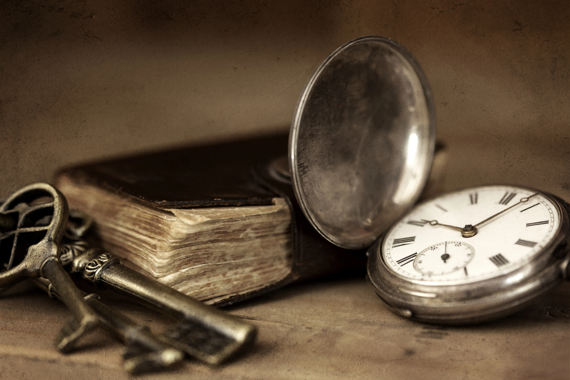 watch with books and keys