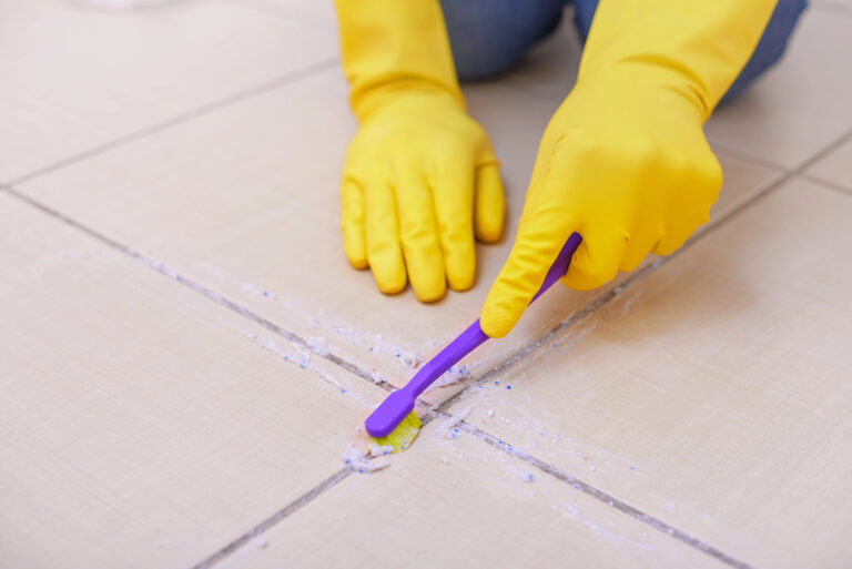 Clean Grout with Toothpaste and Baking Soda