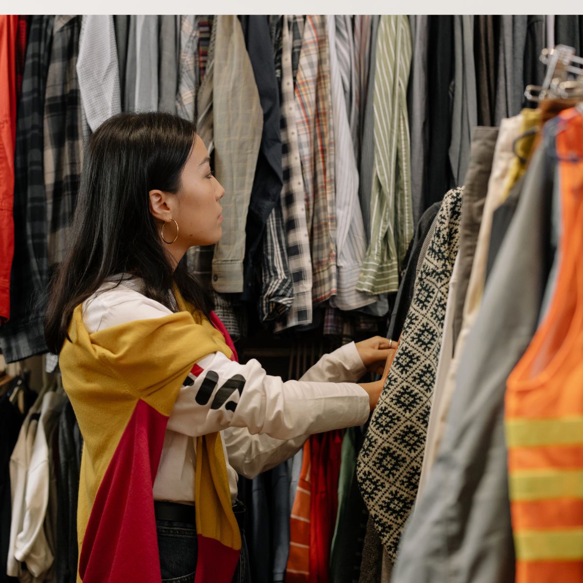 girl thrift shopping
