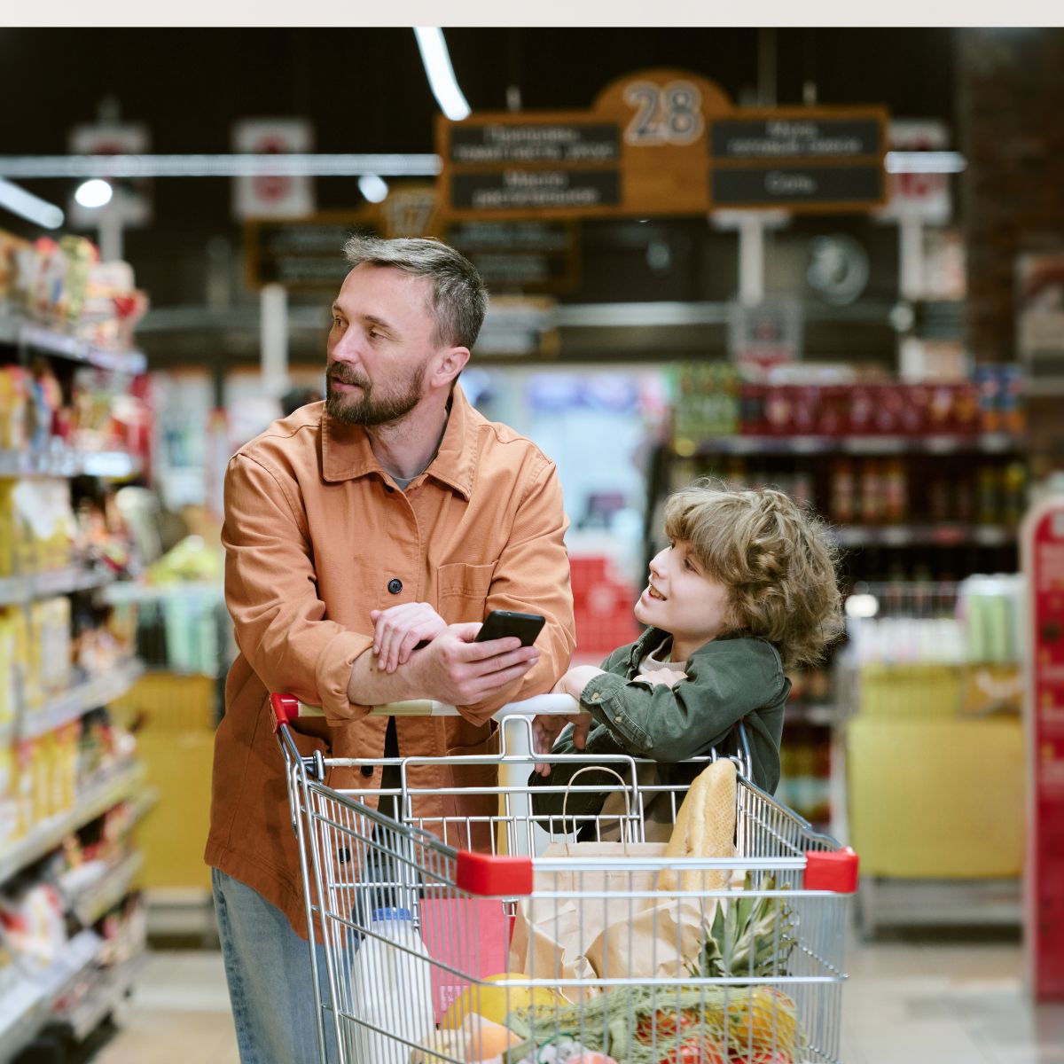 man grocery shopping