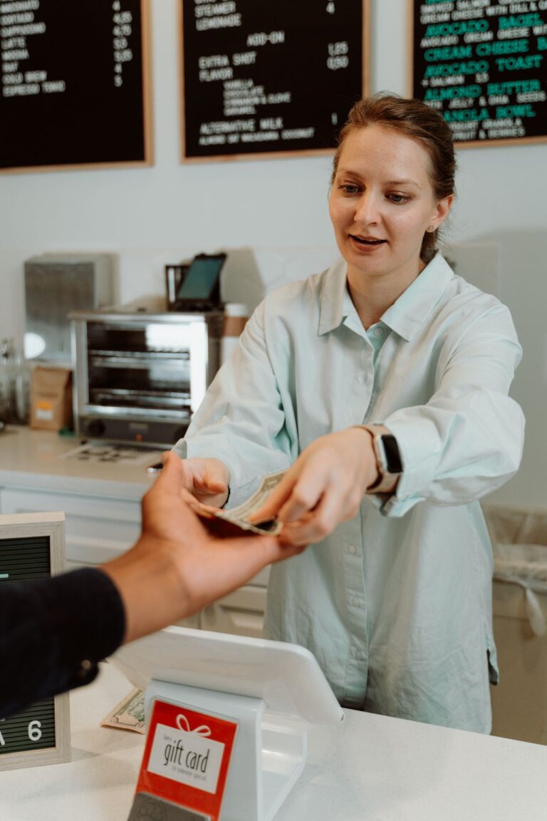 woman at counter restaurant