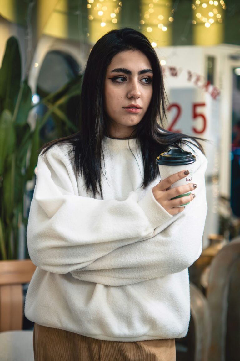 woman with coffee thinking