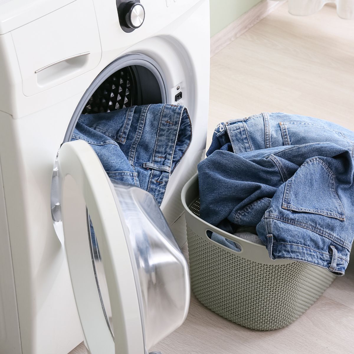 washing machine with jeans